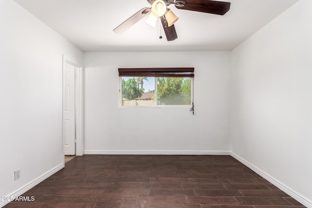 3644 W Maryland Ave, Phoenix, AZ 85019 - unfurnished room featuring dark wood-style floors, baseboards, and a ceiling fan
