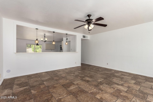 3644 W Maryland Ave, Phoenix, AZ 85019 - unfurnished room with ceiling fan, baseboards, and dark stone finish floors