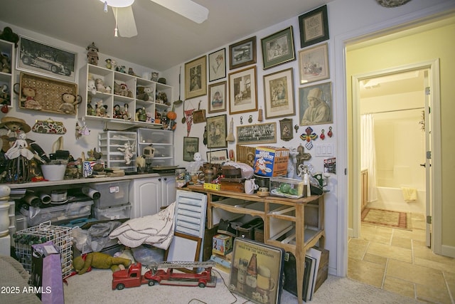 office area featuring ceiling fan