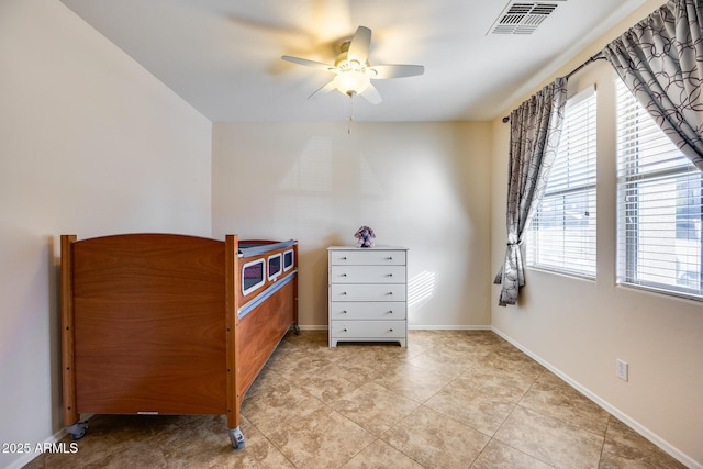 bedroom featuring ceiling fan