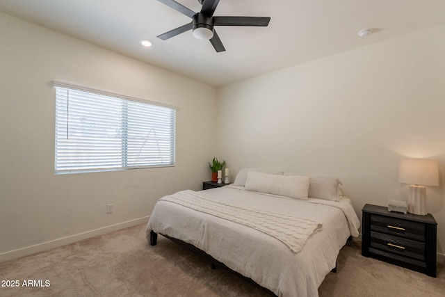 948 E Wiley Way, Casa Grande, AZ 85122 - bedroom featuring light colored carpet, baseboards, ceiling fan, and recessed lighting