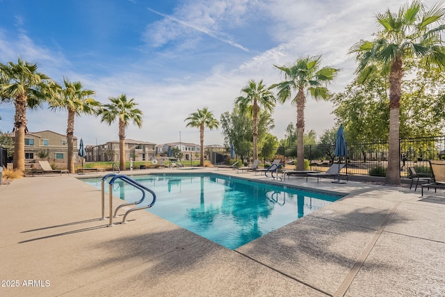 view of pool featuring a patio