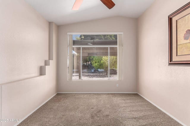 1379 E Butler Cir, Chandler, AZ 85225 - carpeted spare room featuring lofted ceiling and a ceiling fan