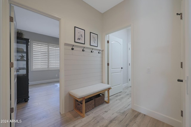 mudroom featuring light hardwood / wood-style flooring