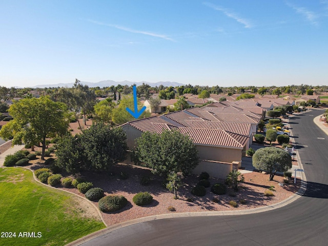 bird's eye view featuring a mountain view