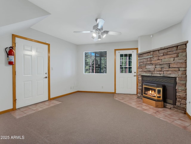 5130 Juniper Loop, Pine, AZ 85544 - unfurnished living room with ceiling fan, carpet flooring, and baseboards