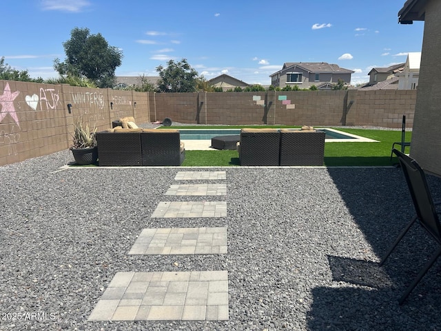 23644 S 209th Pl, Queen Creek, AZ 85142 - fenced backyard with an outdoor living space and a patio