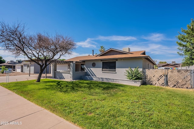3408 W Carol Ave, Phoenix, AZ 85051 - ranch-style home with fence, a front lawn, and a garage