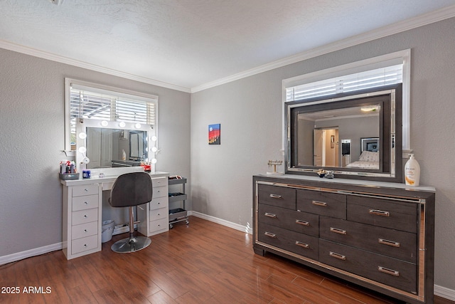 3408 W Carol Ave, Phoenix, AZ 85051 - office featuring crown molding, baseboards, and dark wood-type flooring
