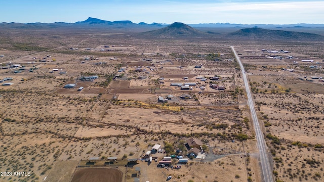 bird's eye view with a mountain view