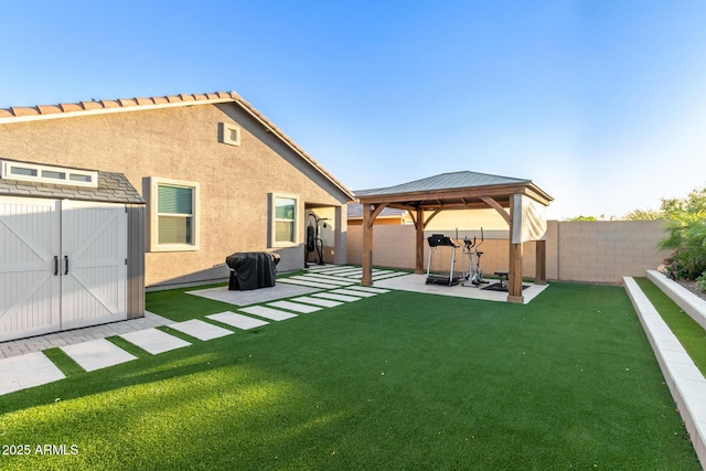 4152 W Bradshaw Creek Ln, New River, AZ 85087 - fenced backyard with a gazebo and a patio