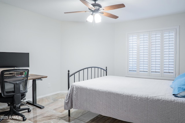 bedroom featuring a ceiling fan