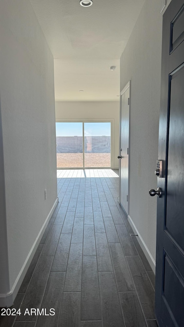 hall featuring dark hardwood / wood-style flooring