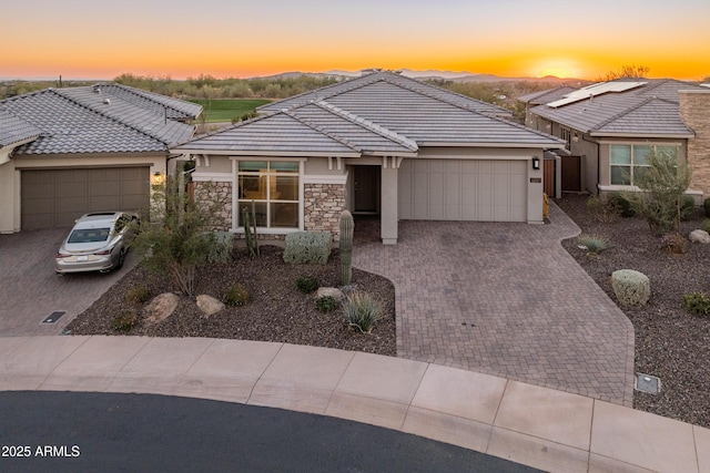 view of front of house with a garage