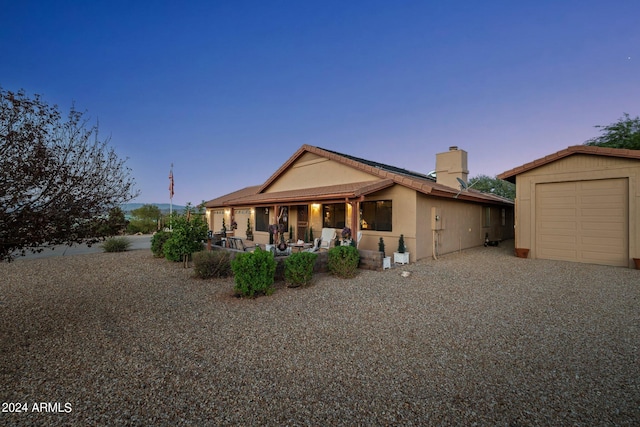 exterior space featuring a garage