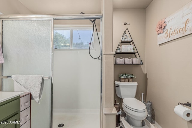 51 N Rush St, Chandler, AZ 85226 - full bathroom featuring a shower stall, toilet, vanity, and baseboards