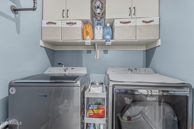 51 N Rush St, Chandler, AZ 85226 - clothes washing area featuring cabinet space, washer and dryer, and a textured wall