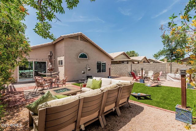 51 N Rush St, Chandler, AZ 85226 - view of patio with an outdoor living space with a fire pit