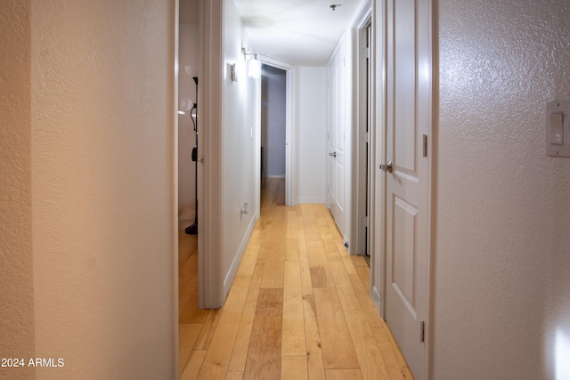 hall with light hardwood / wood-style floors