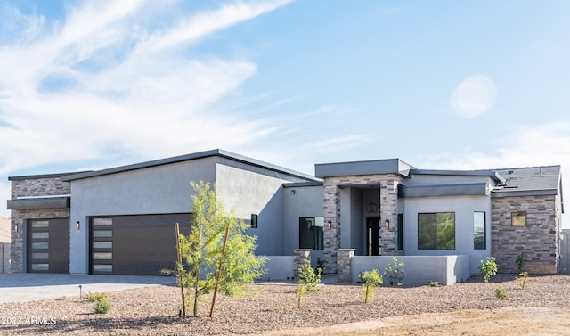 contemporary home with a garage