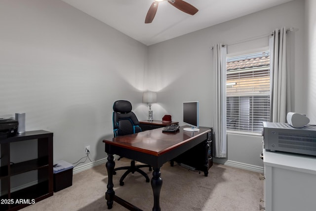 2597 E Hickory St, Gilbert, AZ 85298 - carpeted home office featuring baseboards and ceiling fan