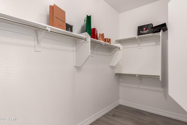 spacious closet with wood finished floors