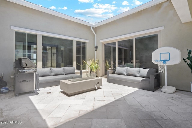 view of patio featuring outdoor lounge area and area for grilling