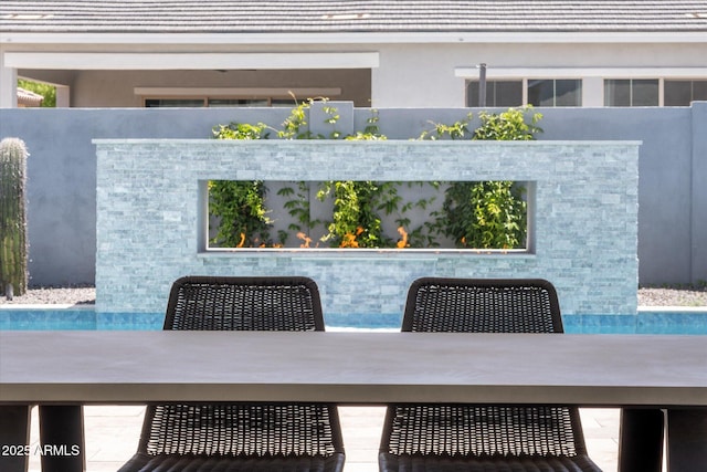 exterior space with outdoor dry bar