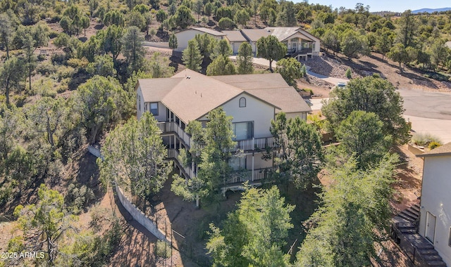 drone / aerial view with a forest view