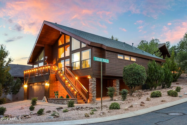 view of front of house with a garage