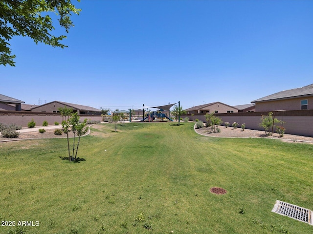 view of yard with a playground