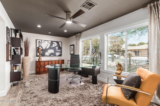 11822 S Coconino St, Phoenix, AZ 85044 - office space with baseboards, ceiling fan, wood finished floors, and recessed lighting