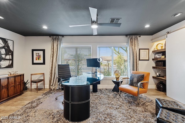 11822 S Coconino St, Phoenix, AZ 85044 - office featuring wood finished floors, baseboards, a ceiling fan, and recessed lighting
