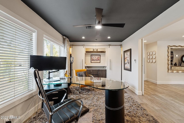 11822 S Coconino St, Phoenix, AZ 85044 - office space featuring ceiling fan, light wood finished floors, baseboards, and recessed lighting
