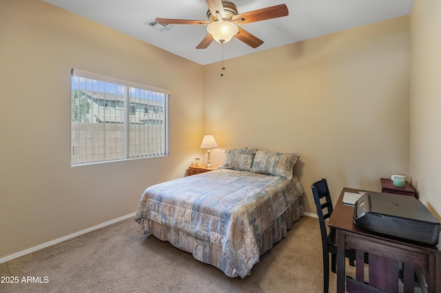 44574 W High Desert Trl, Maricopa, AZ 85139 - carpeted bedroom with visible vents, baseboards, and ceiling fan