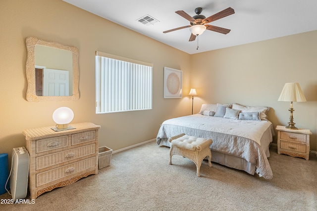 44574 W High Desert Trl, Maricopa, AZ 85139 - carpeted bedroom with baseboards, ceiling fan, and visible vents