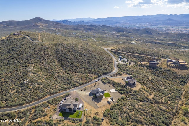 bird's eye view with a mountain view