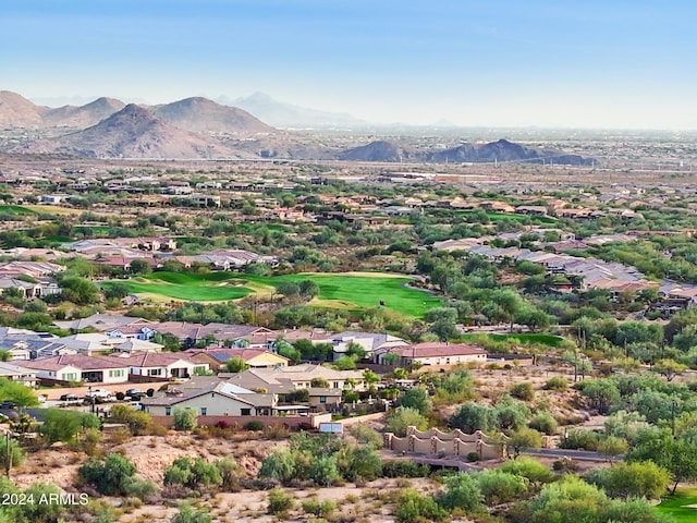 drone / aerial view with a mountain view