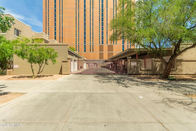 view of building exterior featuring fence
