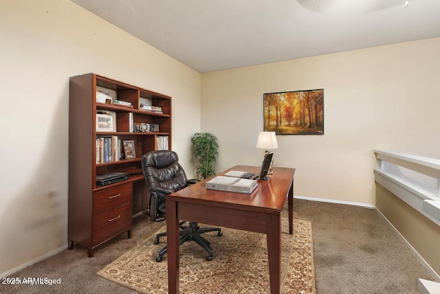 view of carpeted home office