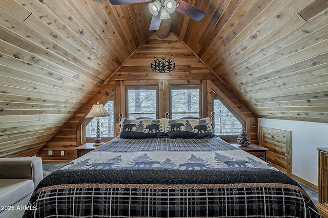 2793 Canyon Ridge Rd, Overgaard, AZ 85933 - bedroom with vaulted ceiling, wood walls, and wooden ceiling