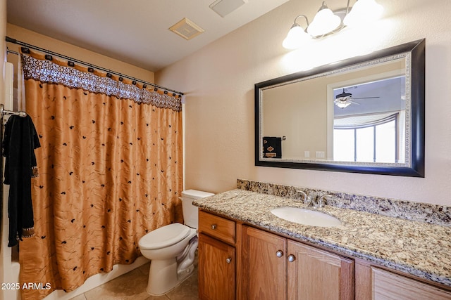 bathroom with vanity, tile patterned floors, and toilet