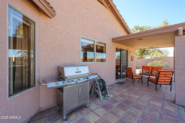 view of patio featuring outdoor lounge area and grilling area