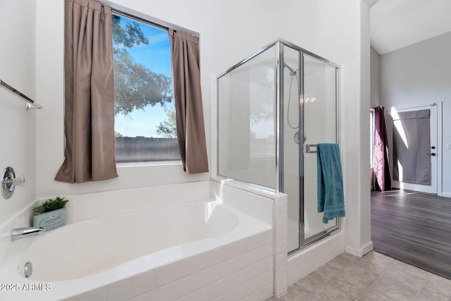 5153 W Topeka Dr, Glendale, AZ 85308 - full bathroom with a shower stall, tile patterned floors, and a garden tub