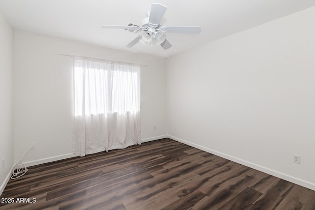 5153 W Topeka Dr, Glendale, AZ 85308 - empty room with baseboards, a ceiling fan, and dark wood finished floors