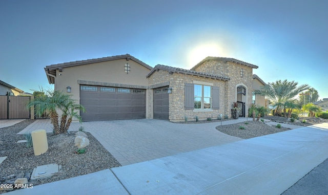 view of front of house with a garage