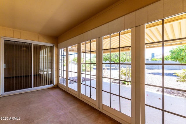 view of unfurnished sunroom