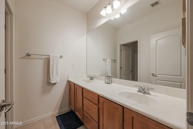 bathroom with vanity and tile patterned floors