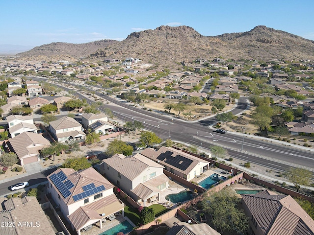 bird's eye view with a mountain view