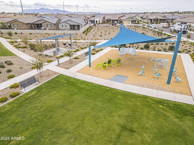 bird's eye view with a residential view